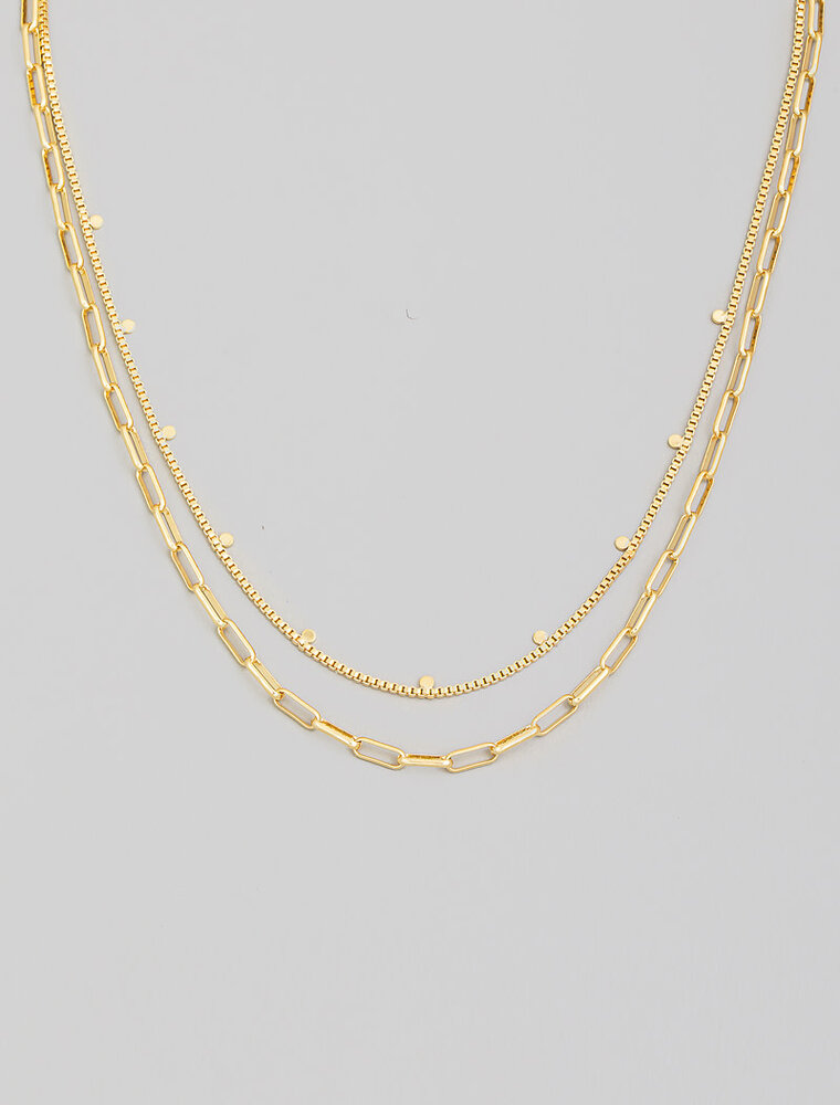 Gold Dipped Mixed Chains Necklace
