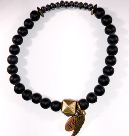 She Is Power Black Agate Faceted Silver