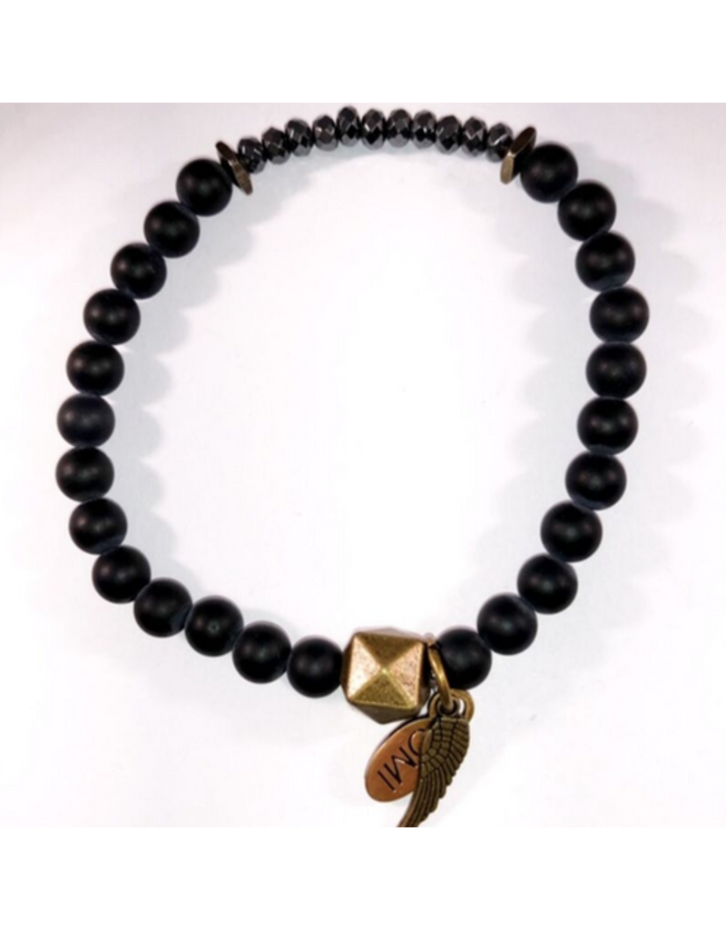 She Is Power Black Agate Faceted Silver