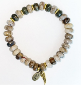 Autumn Dreams Jasper Rondelle Pyrite Spacer