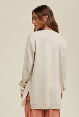Knit Heathered Cardigan With Pockets - Oatmilk