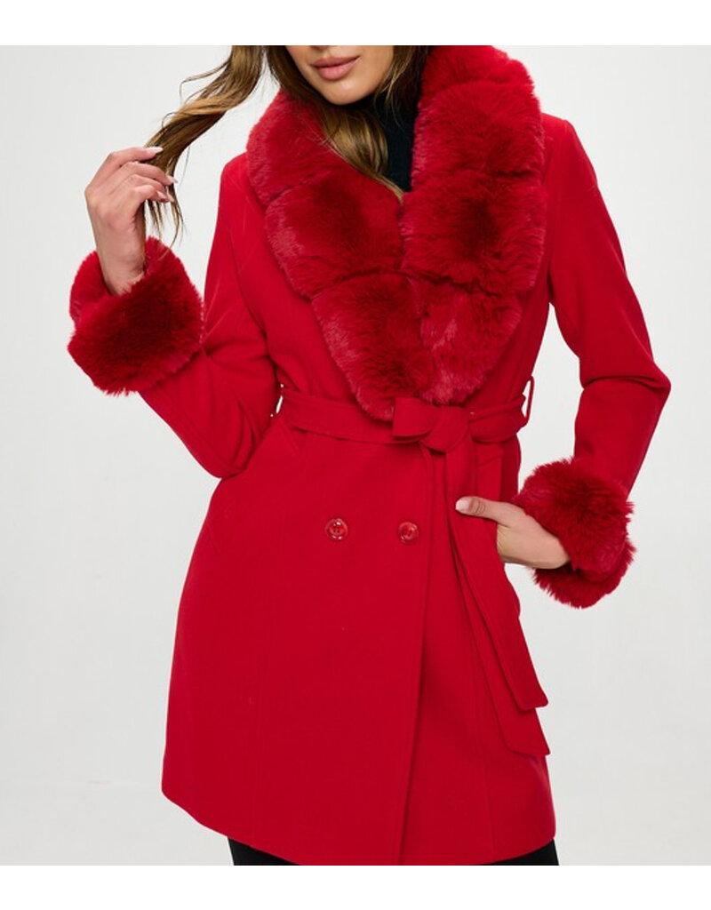 Diane Faux Fur Coat - Red