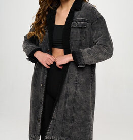 Jazzy Denim Sherpa Coat - Black