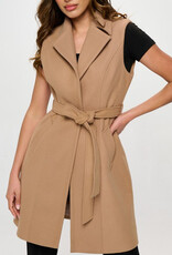 Jenna Long Wool Vest - Khaki