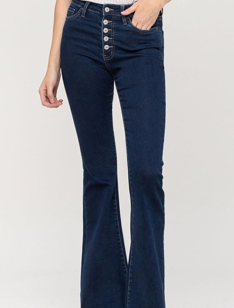 Jennifer High Rise Button Fly Flare Jeans