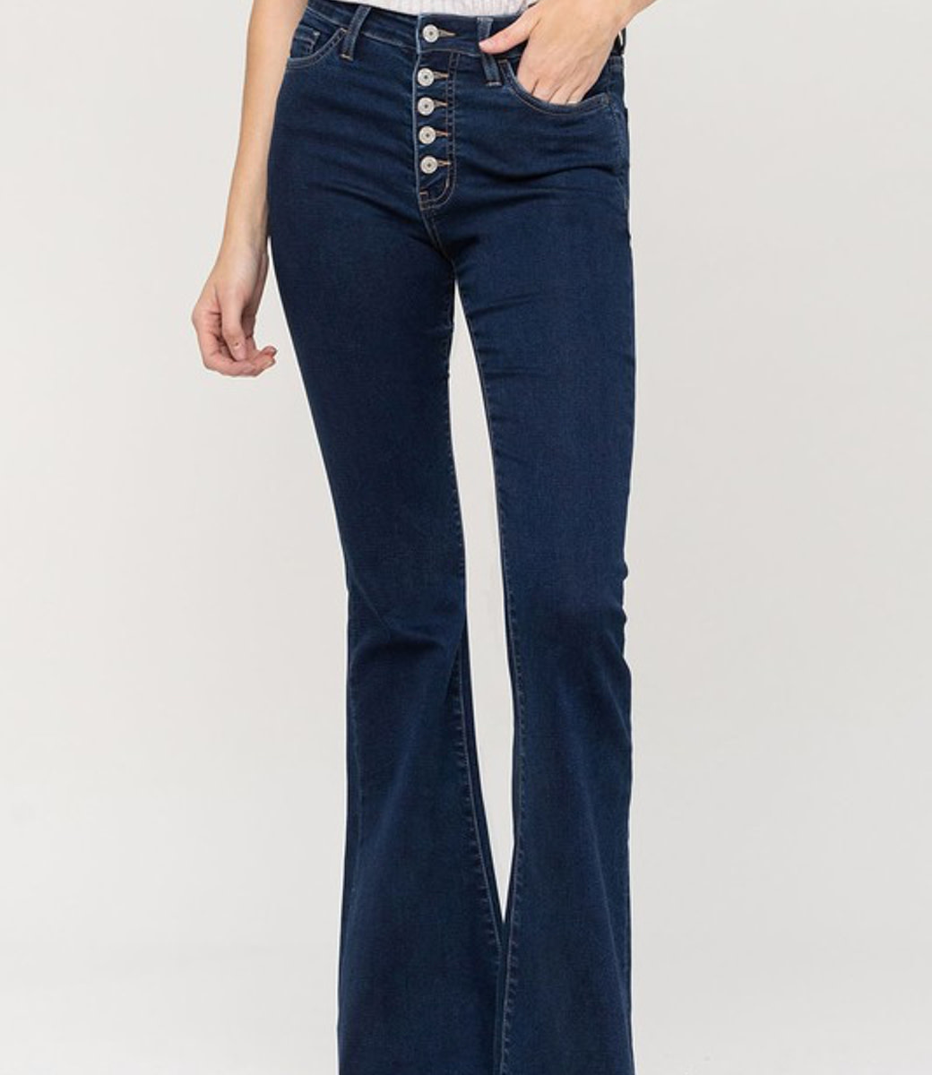 Jennifer High Rise Button Fly Flare Jeans - Boutique 23