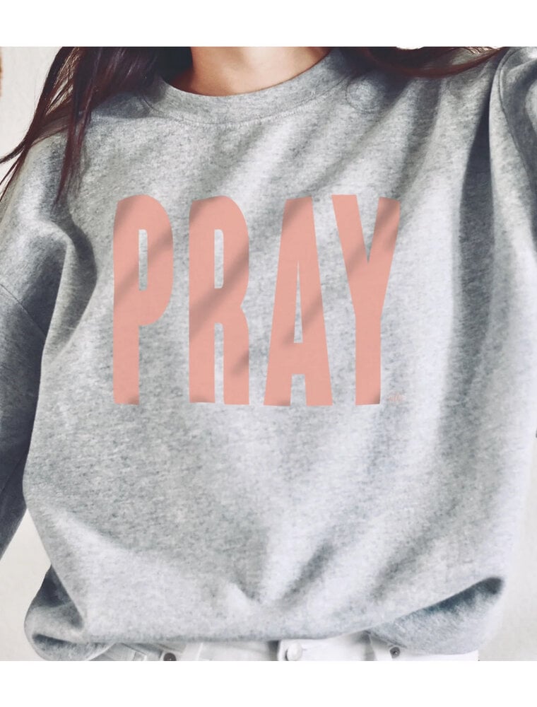PRAY Long Sleeve Sweatshirt - Gray