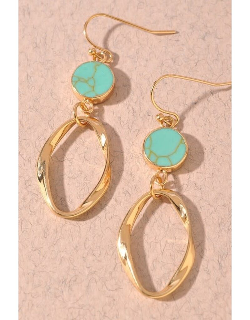 Round Stone Oval Link Earrings