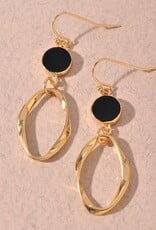 Round Stone Oval Link Earrings