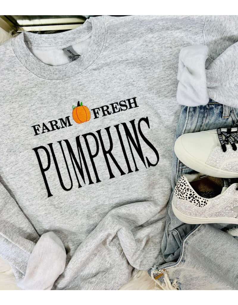Farm Fresh Pumpkins Embroidered Sweatshirt