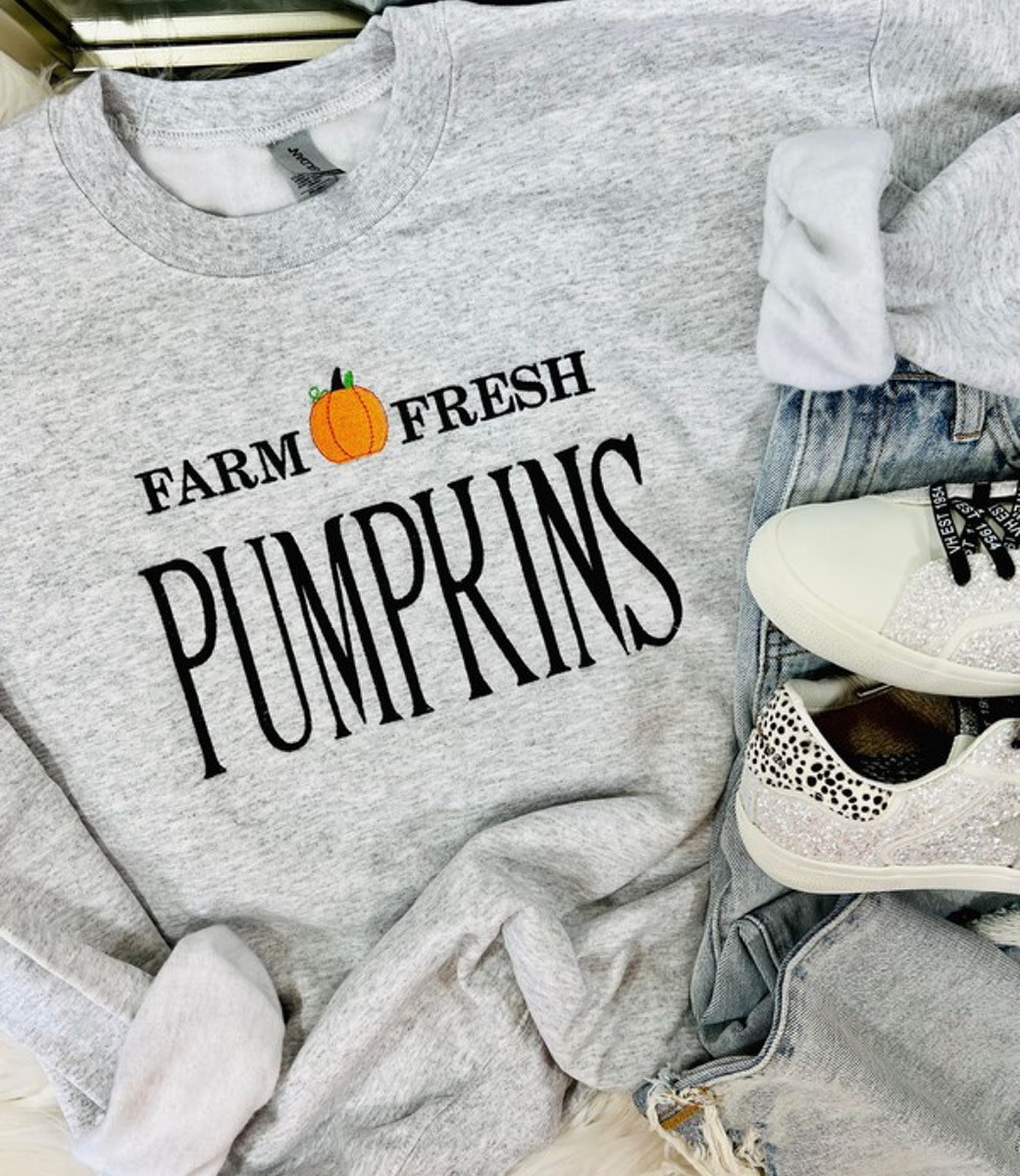 Farm Fresh Pumpkins Embroidered Sweatshirt