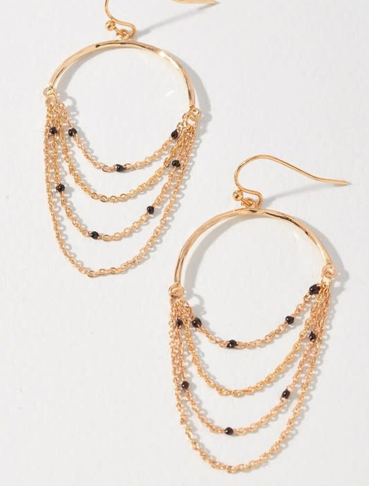 Bead Chain Metal Dangle Earrings