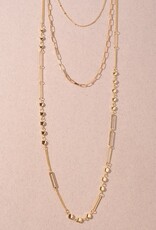 3 Layered Metal Chain Long Necklace