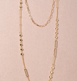 3 Layered Metal Chain Long Necklace