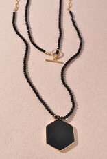Hexagon Stone Beaded Layered Necklace
