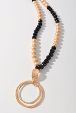 Glass Metal Ball Bead Long Necklace