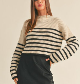 Striped Pattern Sweater - Mocha/Black