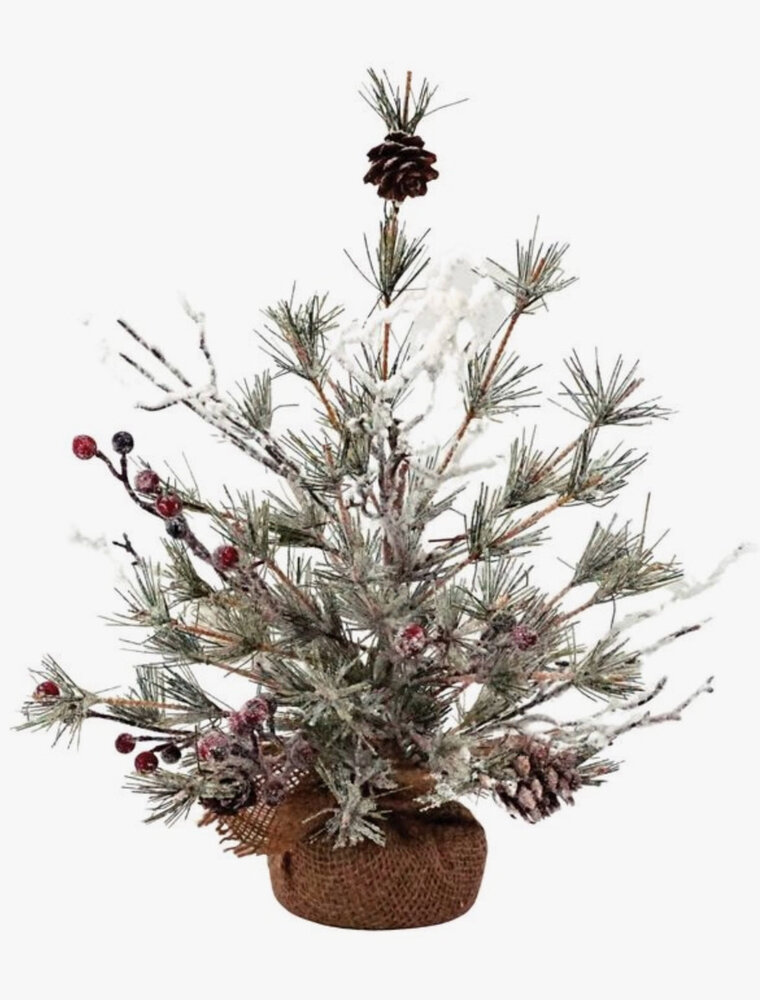 Frosted Tree W/Pinecone & Red Berry