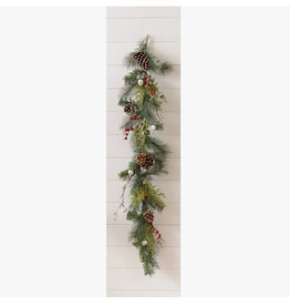 Glittered Pine w/ Berries and Bells Garland