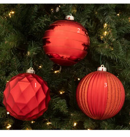 Red Glitter & Textured Ball Ornaments