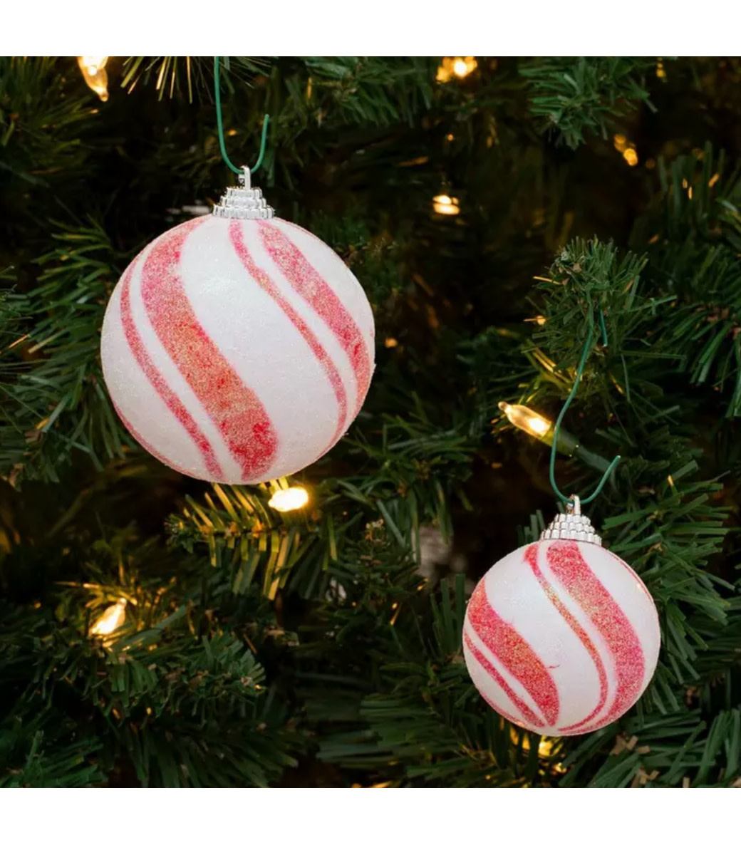 Iridescent Peppermint Glitter Ball Ornaments - Boutique 23