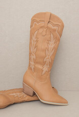 Ainsley  Embroidered Cowboy Boot - Camel