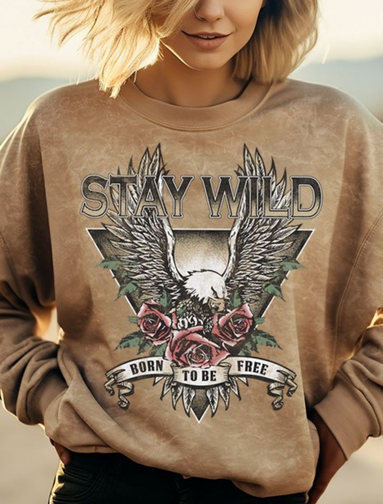 Stay Wild Mineral Graphic Sweatshirt - Taupe