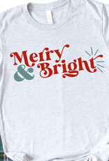 Merry and Bright Christmas Graphic Tee - Athletic Heather