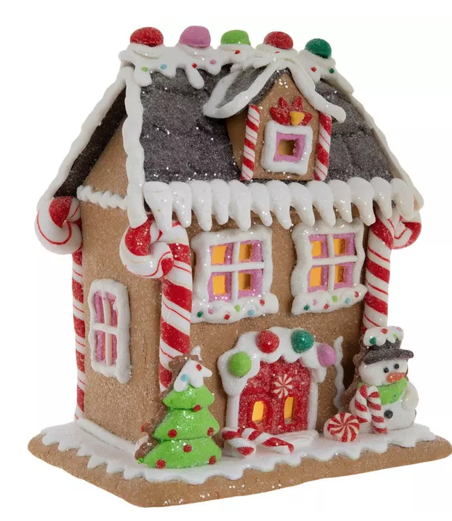 Light Up Gingerbread House With Snowman Boutique 23 
