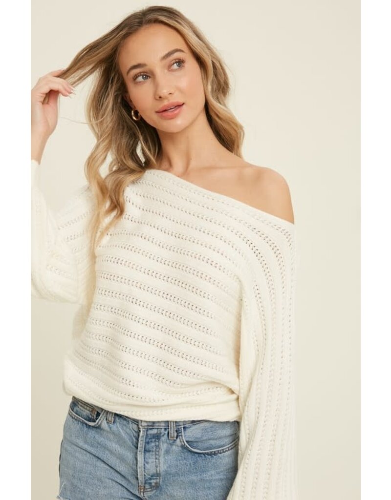Textured Versatile Sweater Pullover - Cream