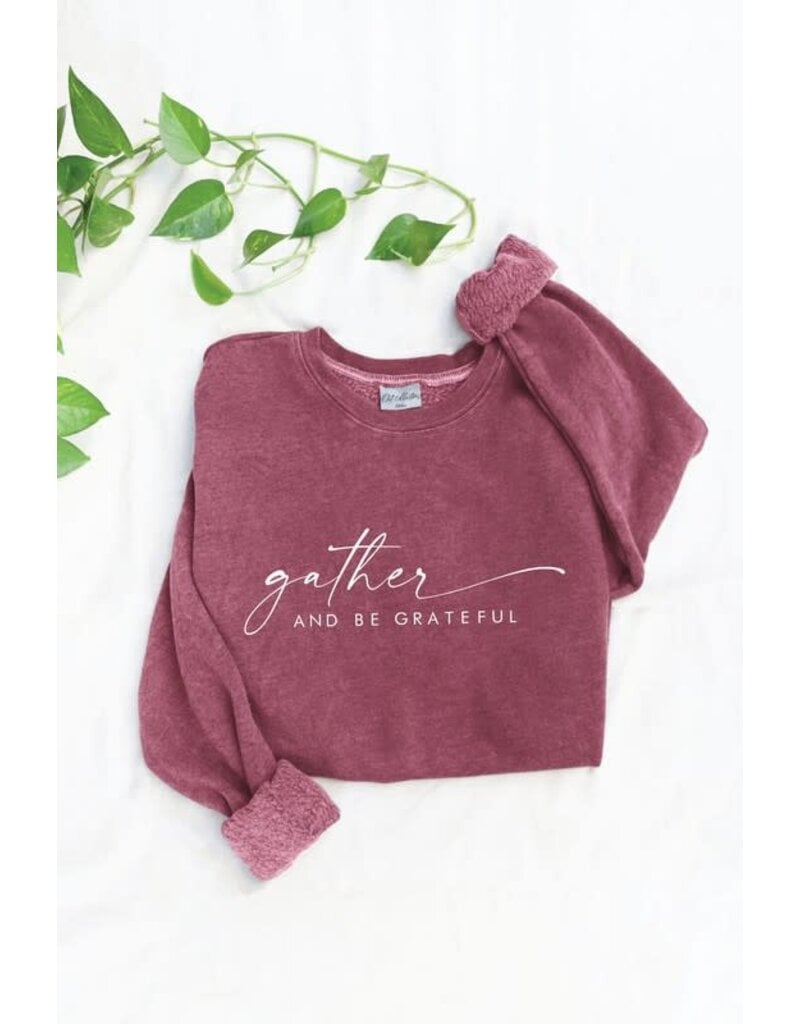 Gather & Be Grateful Graphic Sweatshirt - Vintage Maroon