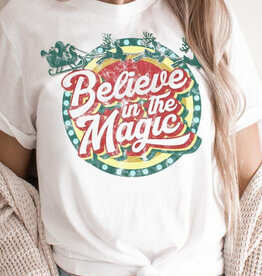 Believe in the Magic Distressed Graphic Tee - White