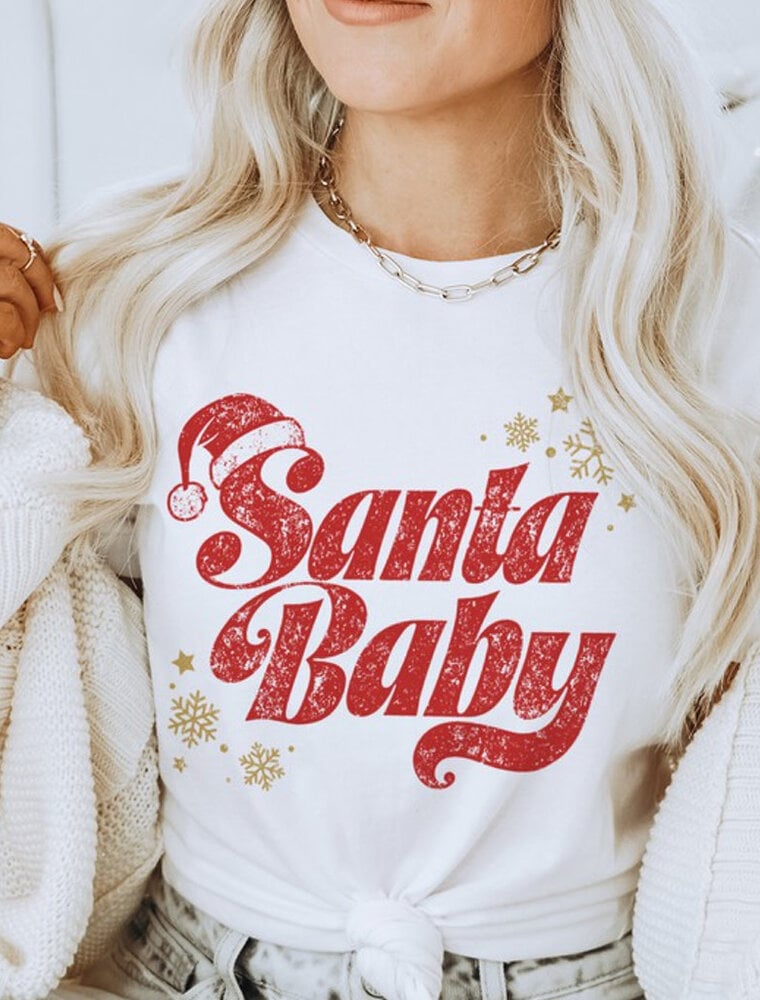 Reto Santa Baby Graphic T -Shirt - White