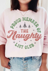 Naughty List Club Graphic Crew - Pink
