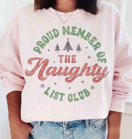 Naughty List Club Graphic Crew - Pink