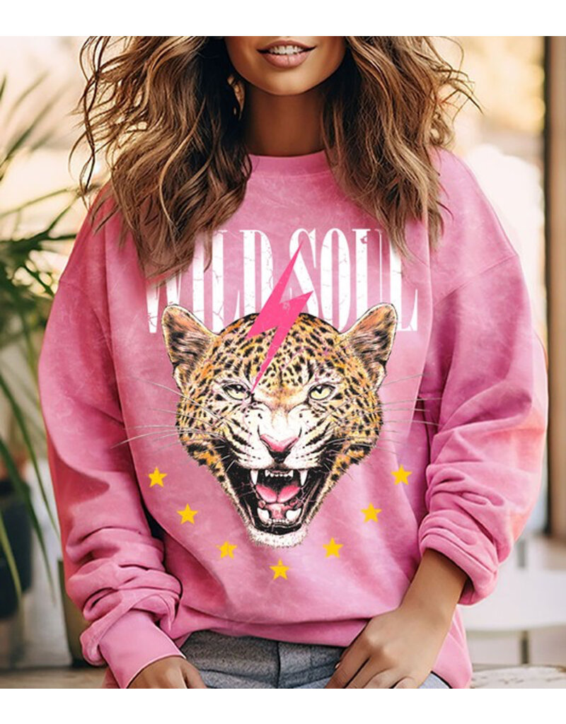 Wild Soul Graphic Sweater - Hot Pink