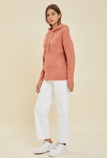 Hooded Pullover Sweater - Coral