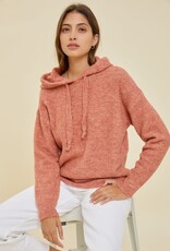 Hooded Pullover Sweater - Coral
