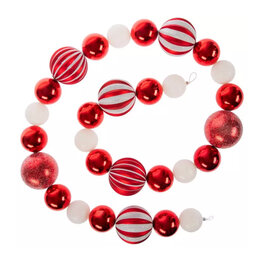 Red & White Ball Ornament Garland