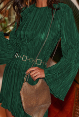 Cutout Back Bell Sleeve Dress - Dark Green