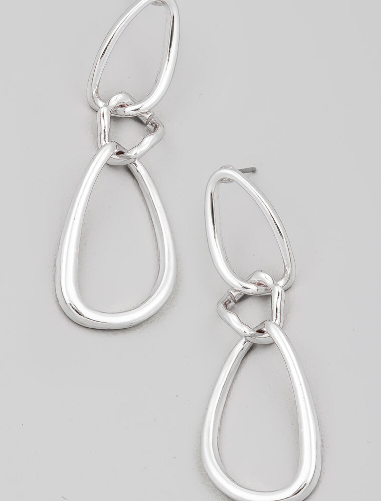 Warped Metallic Chain Dangle Earrings