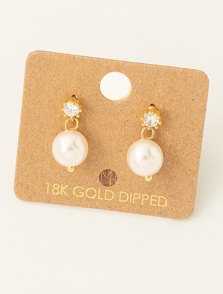 Round Pearl Drop Earrings