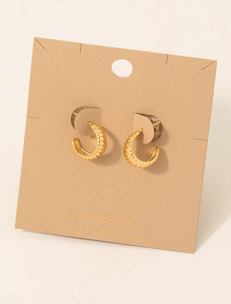 Textured Flat Metallic Hoop Earrings