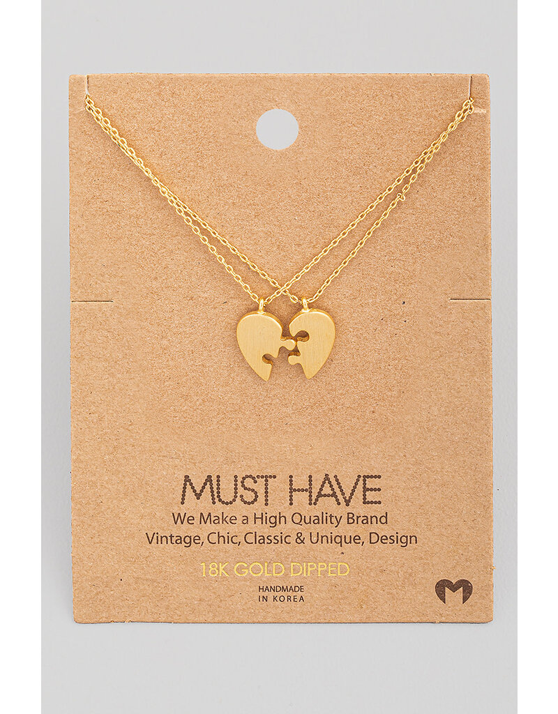 Two Piece Heart Puzzle Necklace