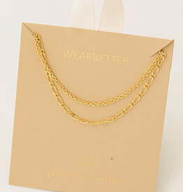 Layered Dainty Oval Curb Chain Necklace