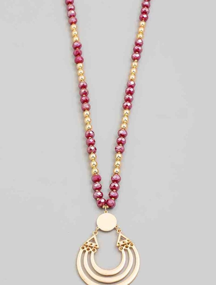 Circle Multi Bead Long Necklace