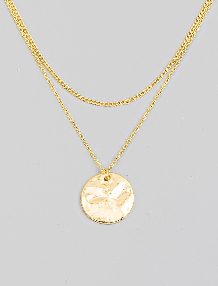 Hammered Coin Layered Necklace