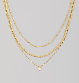 Stud Charm Layered Chain Necklace