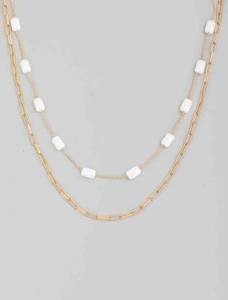 Faceted Rectangle Bead Chain Necklace