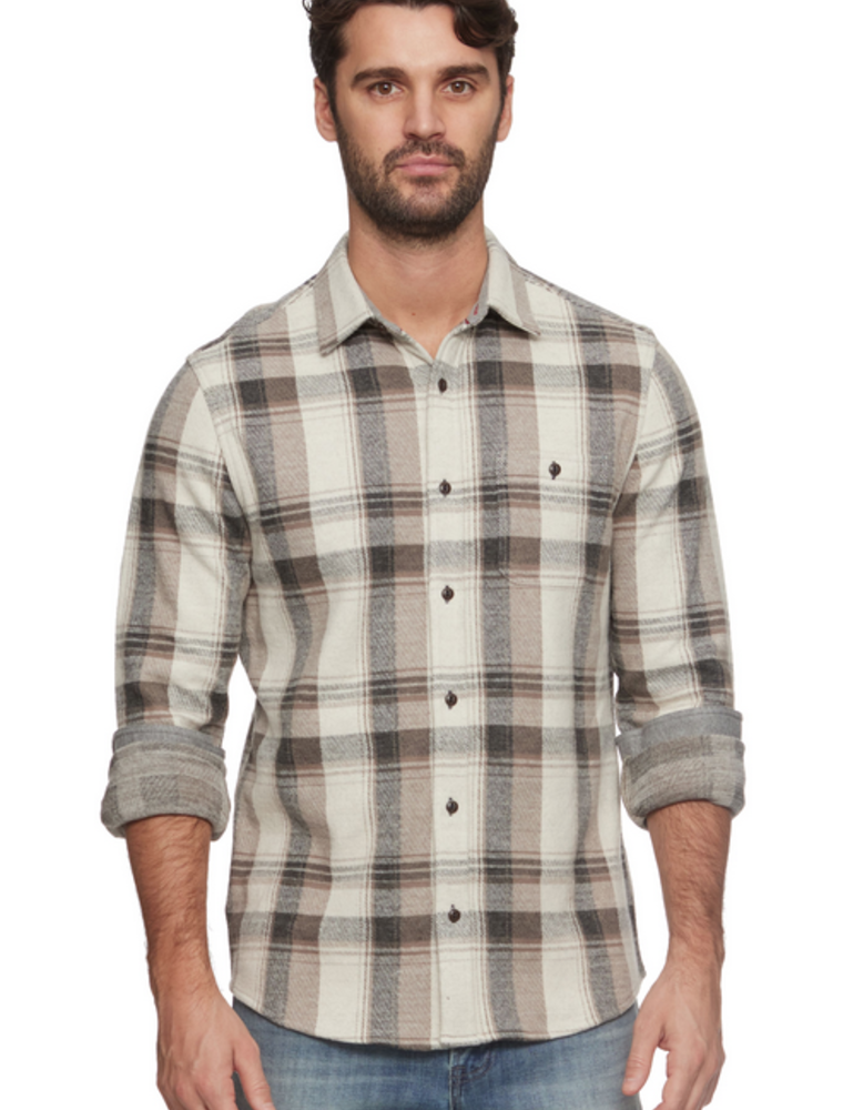 Clearbrook LS Hero Knit Flannel - Cream/Charcoal